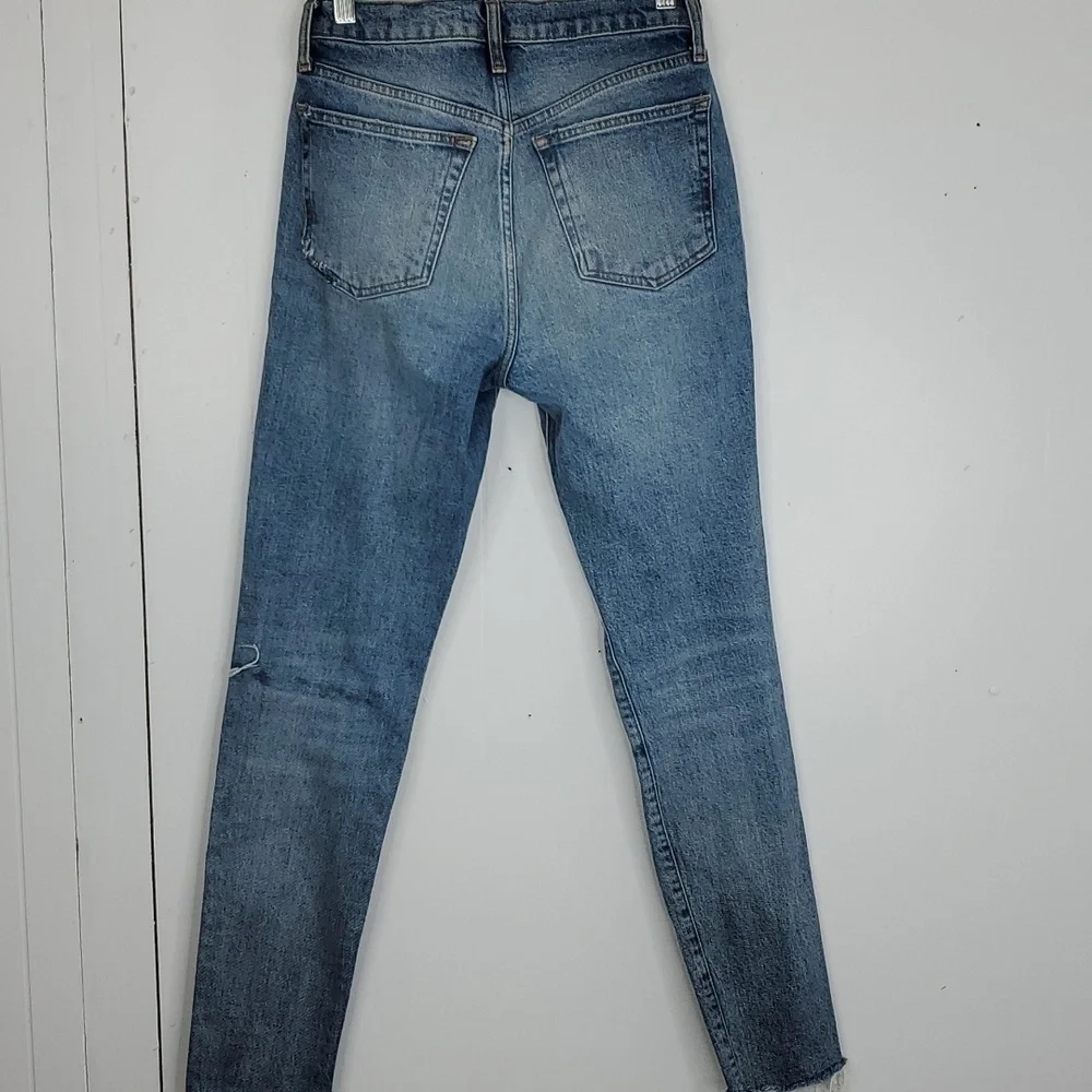We The Free Skinny Jeans Ripped Knee Raw Hem High Rise Ankle Button Fly Women 26